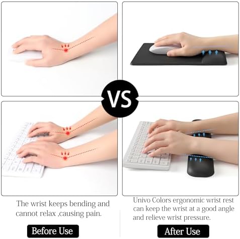 UnivoColors Design-Wave Set of Keyboad Wrist Rest & Mouce Pad,Artificial Sheepskin+Memory Foam+Ergonomic+Anti-Slip Gel, Resilience Support During Work and Gaming,Keyboard Accessory,Tangerine