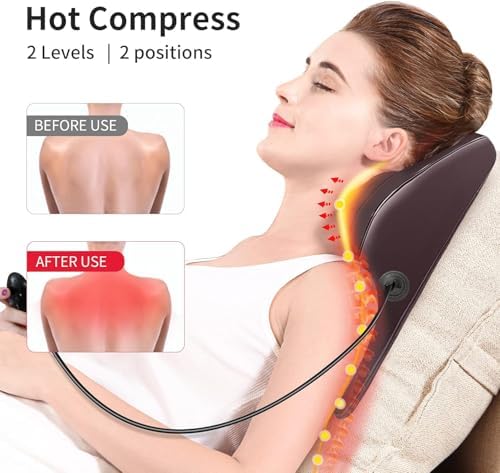Boriwat Back Massager with Heat, 3D Kneading Massage Pillow for Back, Neck, Shoulder, Leg Pain Relief Deep Tissue, Gifts for Women Men Mom Dad(Brown)