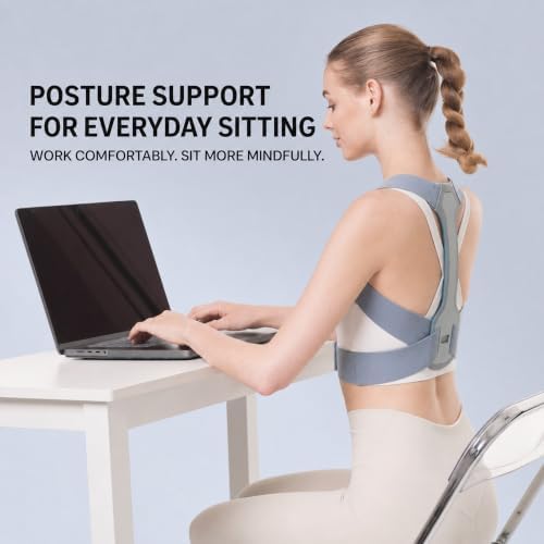 Posture Corrector for Women & Men, Back Brace for Upper Back Pain Relief, Adjustable Shoulder Support Posture Trainer, Helps Improve Spine Alignment, Reduce Slouching, Ideal for Office Work, Sitting, Driving & Daily Use
