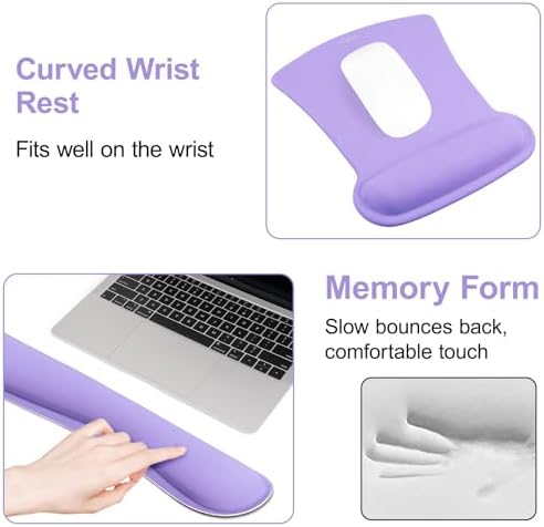 MOSISO Wrist Rest Support for Mouse Pad & Keyboard Set, Light Purple