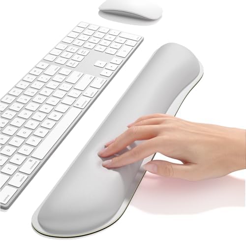 Dapesuom Enlarge Keyboard Wrist Rest, Cute Memory Foam Keyboard Wrist Cushion for Computer Desk Mats Support, Typing Pain Relief Ergonomic Mouse Pad Rests with Non-Slip Base for Gaming, Laptop, Gray
