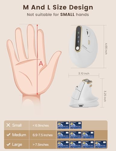 SABLUTE Ergonomic Vertical Wireless Mouse with 3-Device Switching MAM4