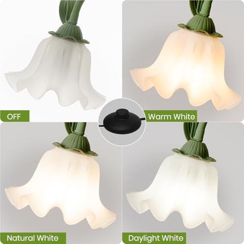 Funky Flower Floor Lamp with Table, Adjustable Gooseneck Floor Lamp with 3 Color Temperature, LED Bright Standing Lamp for Living Room, Bedroom, Corner, for Girl Women（Matcha Green）