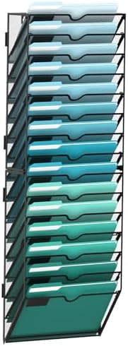 15-Tier Wall File Organizer, Hanging File Holder, Wall Mounted Mail Sorter