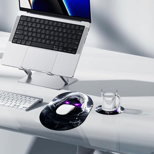 Small Mouse pad, Portable, Waterproof Non-Slip Rubber Bottom, Suitable for Wireless Mouse, Laptop Keyboard Tray for Both Men and Women, Office Travel 7.1x10.6in，Skull with Purple Eyes
