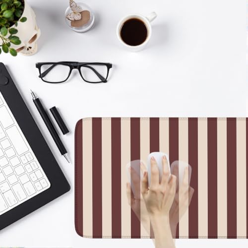 Maroon Beige Striped Desk Mat Cute Pastel XXL Large Gaming Mouse Pad Desk Pad Kawaii Cozy Aesthetic Keyboard Laptop Computer Mat