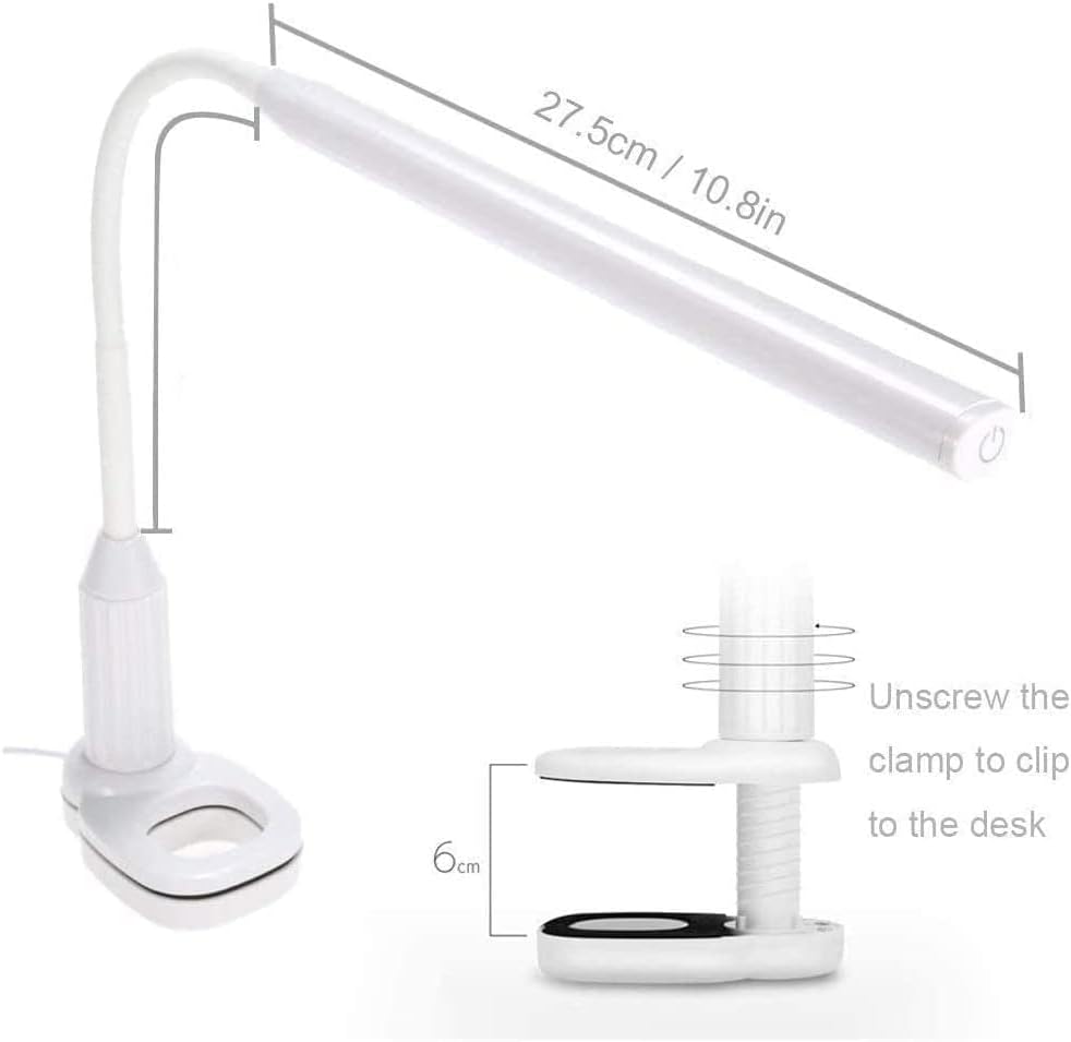 Table Lamp, Reading Light,LED Dimming Desk Lamp USB Powered Dimmable Desk Lamp LED Eye Protection Table Lamp Touch Control Brightness Adjustable Reading Clamp Light for Home