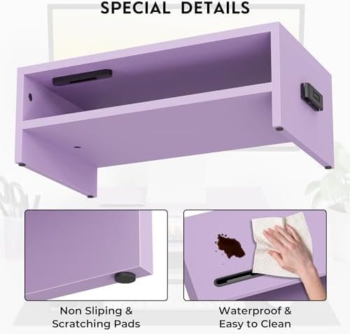 BONTEC Wooden Monitor Stand Riser for Desk, 2-Tier Computer Monitor Stand