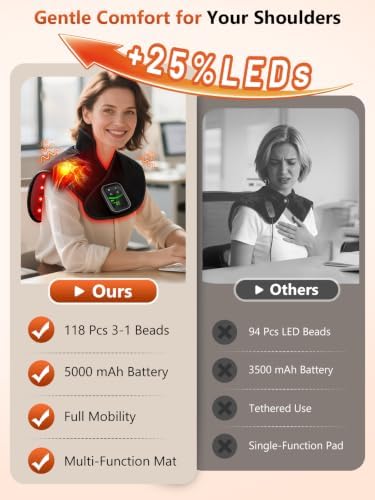 Red Light Therapy for Neck & Shoulders Upper-Back with Vibration, Portable