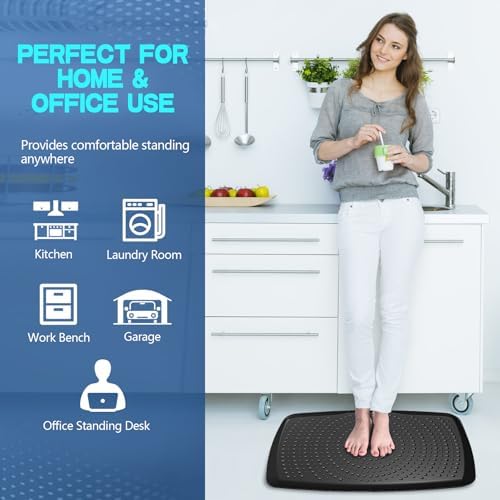 Large Comfort Standing Desk Mat (17"x28") - 3/4 Thick PU Foam Anti Fatigue Foot Massage Mat with Acupressure Points, Non-Slip Waterproof Easy Clean Kitchen Floor Mat for Office Home