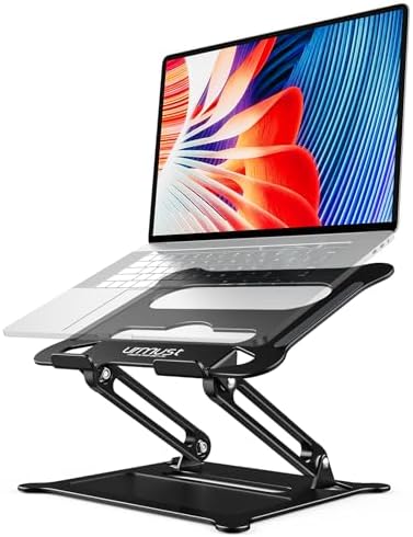 Urmust Adjustable Laptop Stand for Desk, 10-15.6“ Laptop Riser, Black
