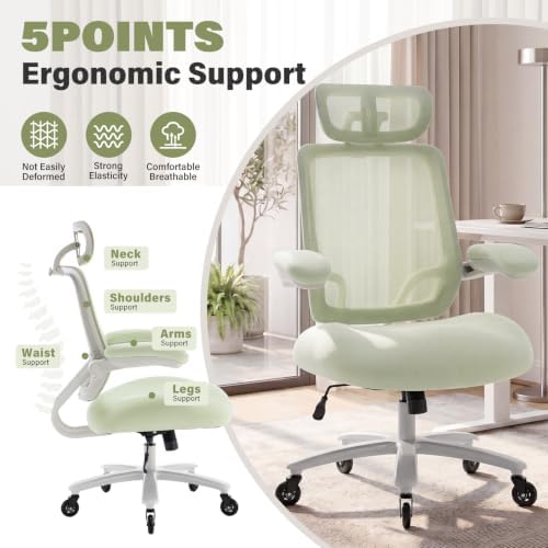Big and Tall Office Chair with 500 LBS Capacity and Memory Foam Seat, Green