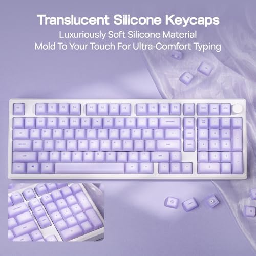 EPOMAKER AegisSil Keycap Set, Silicone Material, Cherry Profile, 113 Keys, 65%/75%/Full Size, Custom Keyboard Keycaps Set for Cherry MX, Kailh, Outemu, Gateron Mechanical Gaming Keyboard (Purple)