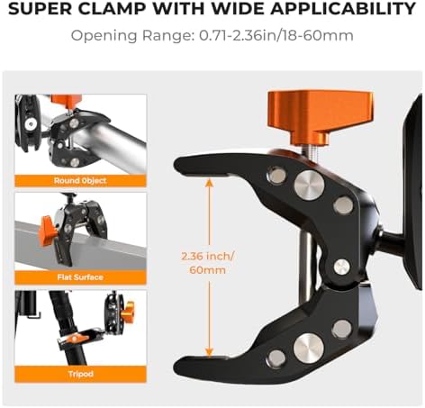 K&F CONCEPT Camera Clamp Mount, Super Clamp Mount Magic Arm with Two 360°
