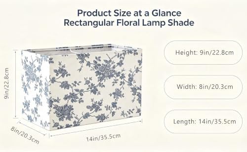GO&SO Large Floral Rectangle Lamp Shades Set of 2,W 8"×L 14"×H 9" Decor