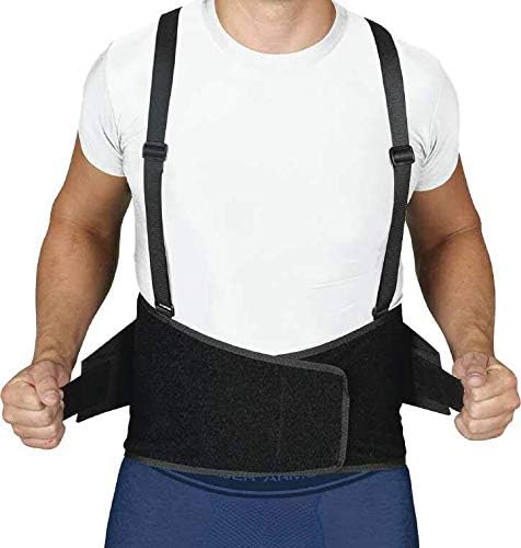 Blue Jay An Elite Healthcare Brand Industrial Back Support Belt with Suspenders for Orthopedic Care |Provides Support for Strenuous Activity |Medium, 32-44 inch (Black)