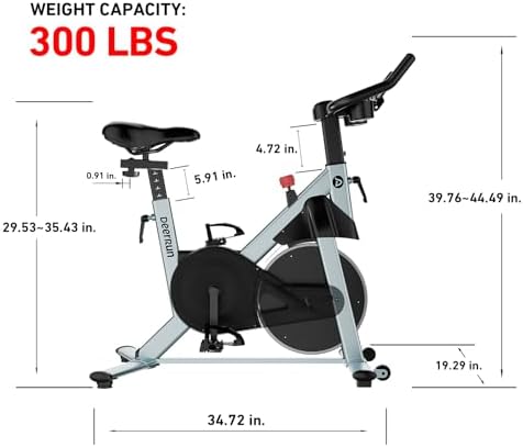 DeerRun Exercise Bike, Indoor Cycling Bike with Adjustable Magnetic Resistance, Low-Noise Belt Drive Stationary Bike for Home Cardio, 300 lb Capacity, Device Mount & LCD Monitor
