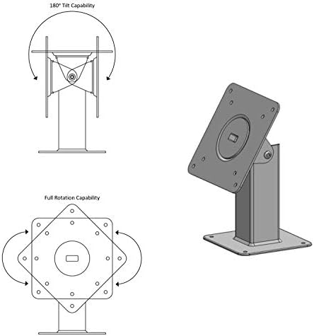 180 Tilting 360 Rotating Metal Mount Support 75x75 100x100 VESA Used as Desktop Stand or Wall Mount(Black) (Pack of 3)