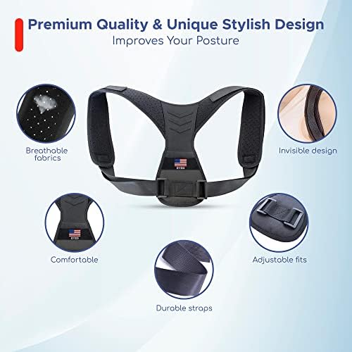 Posture Corrector for Men and Women | Upper Back Brace for Clavicle Support & Providing Pain Relief to Neck & Back | Promote better Posture | Adjustable |Universal Size Fits Most