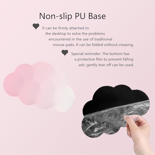 Cloud Mouse Pad Keyboard Wrist Rest for Mouse 4PCS Mini Small Desk Mat Pad Set Memory Foam Non-Slip Cute Ergonomic Gaming Mouse Wrist Support for Computer Home Office Gradient Pink