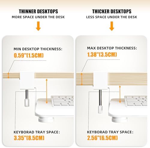 Under Desk Keyboard Tray, Pull-Out Drawer&Holder with C-Clamp 25.6"x11.8"