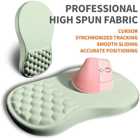 Ergonomic Joint Wrist Support Mouse Pad with Memory Foam Cushion Massage Bump, Carpal Tunnel Pain Relief Mousepad Slope Design for Wrist Rest, 11.8x7.9 in, DarkSeaGreen