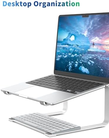 SOUNDANCE Laptop Stand for Desk, Metal Riser, Fits 12-17.3 Inch, White