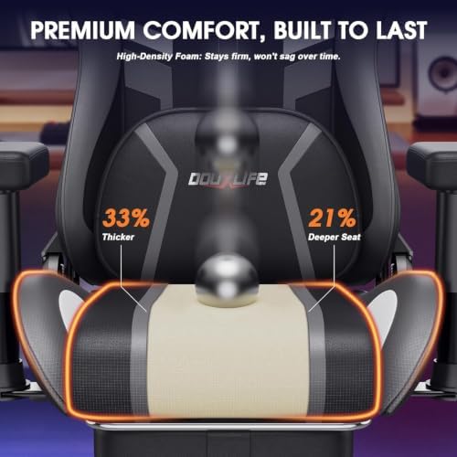Douxlife 3D Kneading Massage Gaming Chair with Footrest, Ergonomic PC Chair