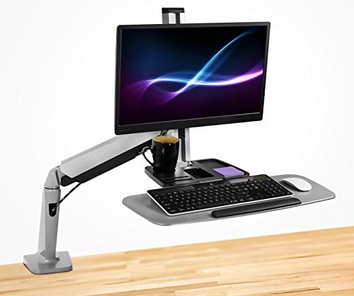 Mount-It! Single Monitor Arm Desk Mount Sit-Stand Workstation, Clamp Base