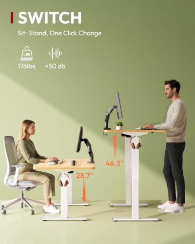 SANODESK One-Piece 48 x 24'' Electric Height Adjustable Standing Desk