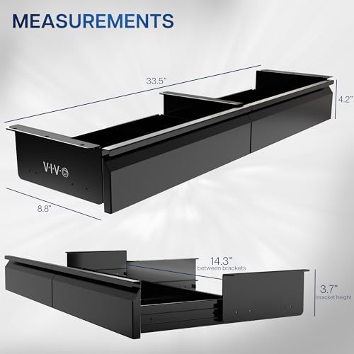 VIVO Black 32 x 9 inch Under Desk Slide Out Drawer Set, DESK-AC03A-2B