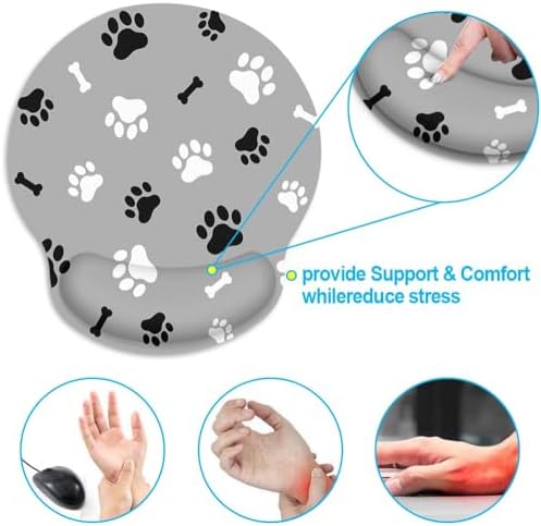 Britimes Ergonomic Mouse Pad with Wrist Support, Paw Print