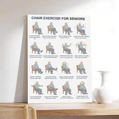 Printable Chair Exercises for Seniorss Chair Exercises for The Elderly Exercise Chart Seniors Canvas Poster Bedroom Decor Room Decor Unframe 20x30inch