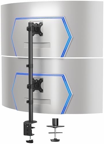 VIVO Dual Vertically Stacked Ultra-Wide Monitor Desk Mount, Extra Tall Heavy Duty Adjustable Stand for 2 Ultrawide Screens up to 45 inches, 25 lbs Per Screen Capacity, Black, STAND-V200R