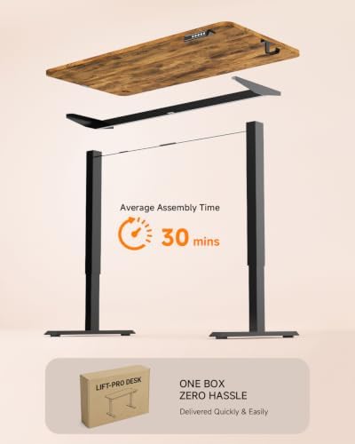Standing Desk, 48 × 24 Inches Electric Height Adjustable, Home Office