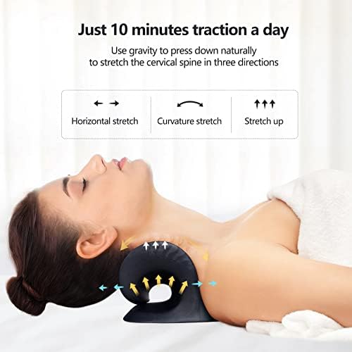 Cozyhealth Neck Stretcher for Neck Pain Relief, Neck and Shoulder Relaxer Cervical Traction Device Pillow for TMJ Pain Relief and Muscle Relax, Cervical Spine Alignment Chiropractic Pillow (Black)