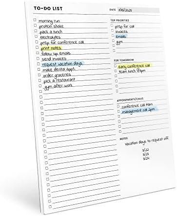 To Do List Notepad: With Multiple Functional Sections - Large Size 8.5x11" 52 Sheets - Tear Off Daily Planner Notebook - Task CheckList Organizer Agenda Pad for Work - Note, Plans, Goals, Grocery, and