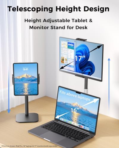 Portable Monitor Stand for 15.6", Height Adjustable TabStand for Desk