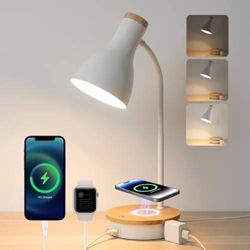 LALISU Desk Lamp for Home Office, 10W Fast Wireless Charger Desk Light
