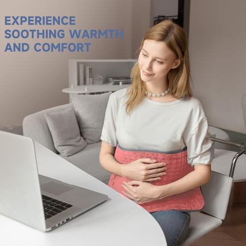 Portable Heating Pad for Back Pain, Travel Electric Heat Pad with Moist Heat Option, 6 Heat Levels & Auto Shut-Off, Soft Washable Cover, Ideal for Office, Home, or Travel Use