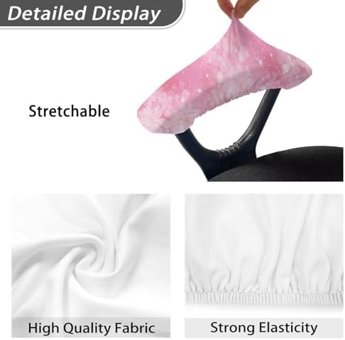Cherry Blossom Gaming Chair Arm Rest Covers, 2 Pcs Floral Office Chair Arms Slipcovers with Elastic Band, Comfy Stretchable Polyester Office Chair Armrest Covers, Pink