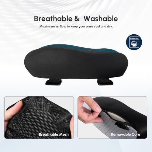Office Chair Arm Pads, Gel Memory Armrest Pads, Set of 2 Mesh