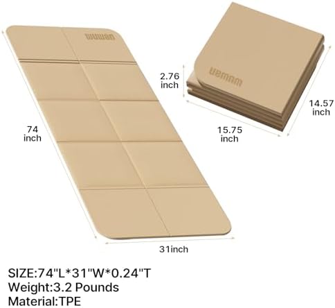 Foldable Yoga Mat 75"x31"x0.24" Portable Exercise Mat