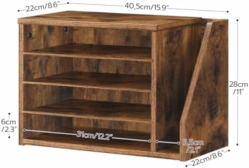 HOOBRO Mail Sorter, Literature Organizer with Adjustable Shelves, Paper Organizer for Office, Home, Wood Countertop File Holders, Mails, Magazines, Rustic Brown FG41WF01
