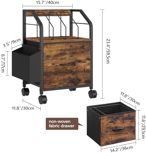 MAHANCRIS Small File Cabinet, Rolling Filing Cabinet for Under Desk