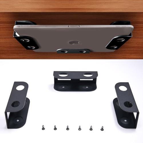 BYMECOST Under Desk Laptop Mount, Metal Under Desk Storage Holder, Black