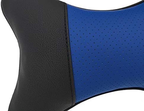 Car Neck Pillows 2pcs Pack Car Headrest Pillow Pu Leather Car Cervical Pillows for Traveling Car Pillows Filled By Fiber (Black) (Black Blue)