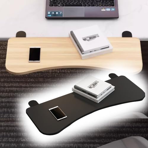 Foldable Computer Desk Extender Tray, Adjustable Arm Rest Shelf, Curved Keyboard Extension Platform, Elbow Support with C Clamp (Black, 30x10in) for Ergonomic Workspace