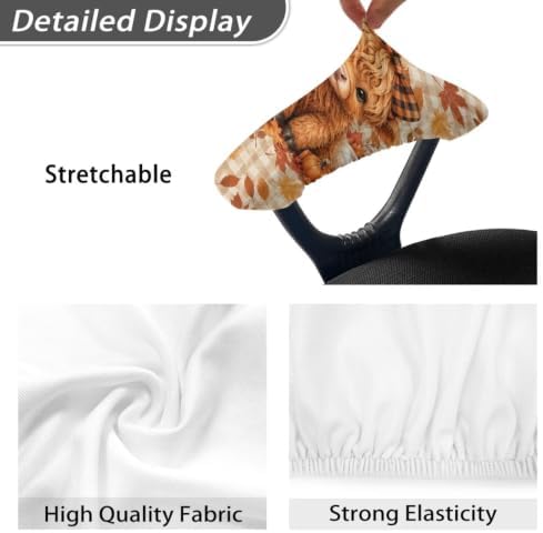 Highland Cow Print Office Chair Arm Rest Slipcover Sets of 2 Highland Cow Pumpkin Maple Leaf Printed Soft Stretchy Gaming Chair Armrest Covers Universal Fits Rotating Desk Gaming Chairs