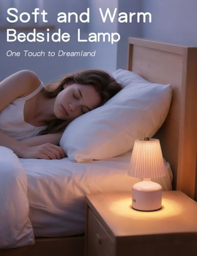 Table Lamp for Bedroom, Small Bedside Lamp Warm Light Touch Nightstand Lamp